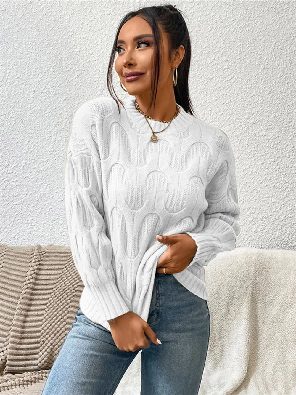 Round Neck Long Sleeve Sweater, image 15