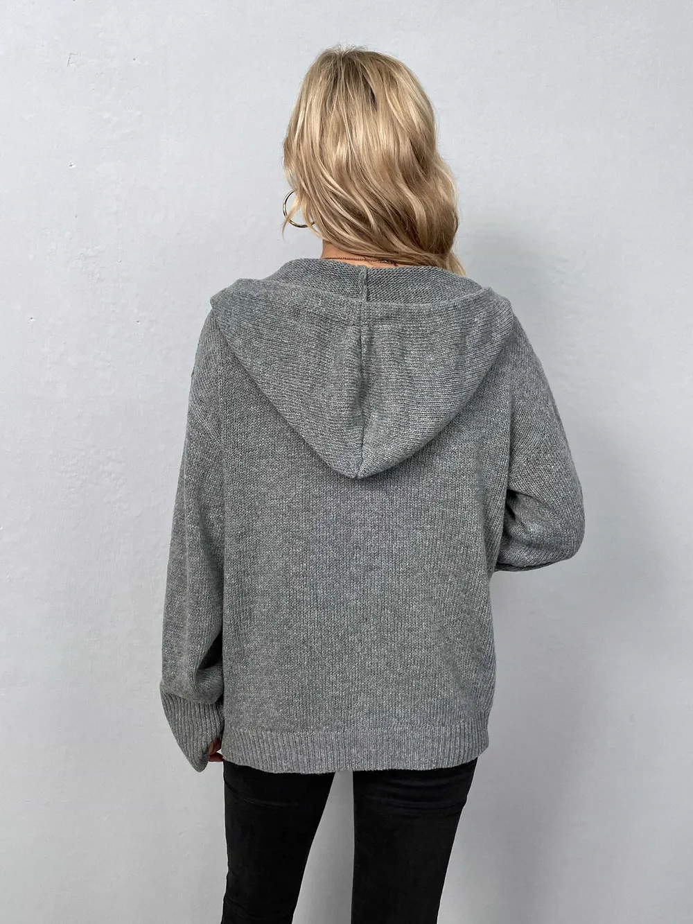 Button-Down Long Sleeve Hooded Sweater, image 9