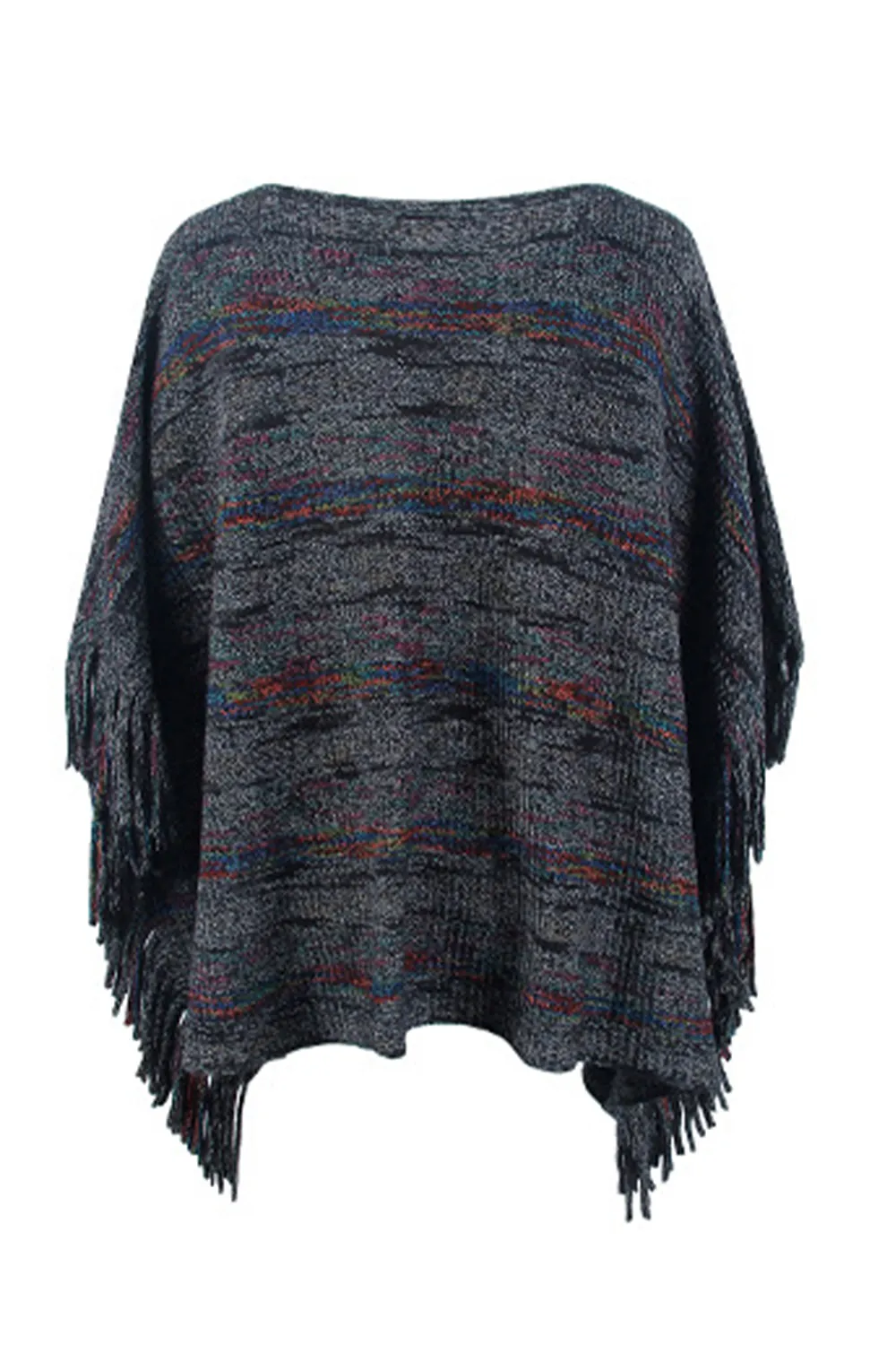 Round Neck Fringe Detail Sleeve Poncho, image 11