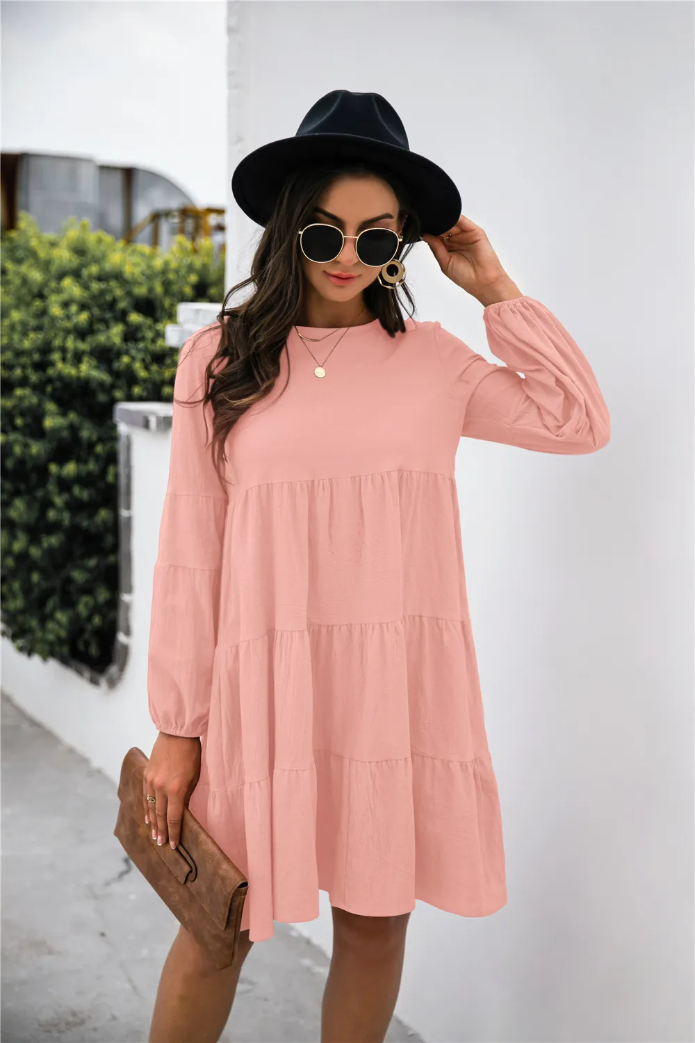 Balloon Sleeve Keyhole Tiered Dress, image 21