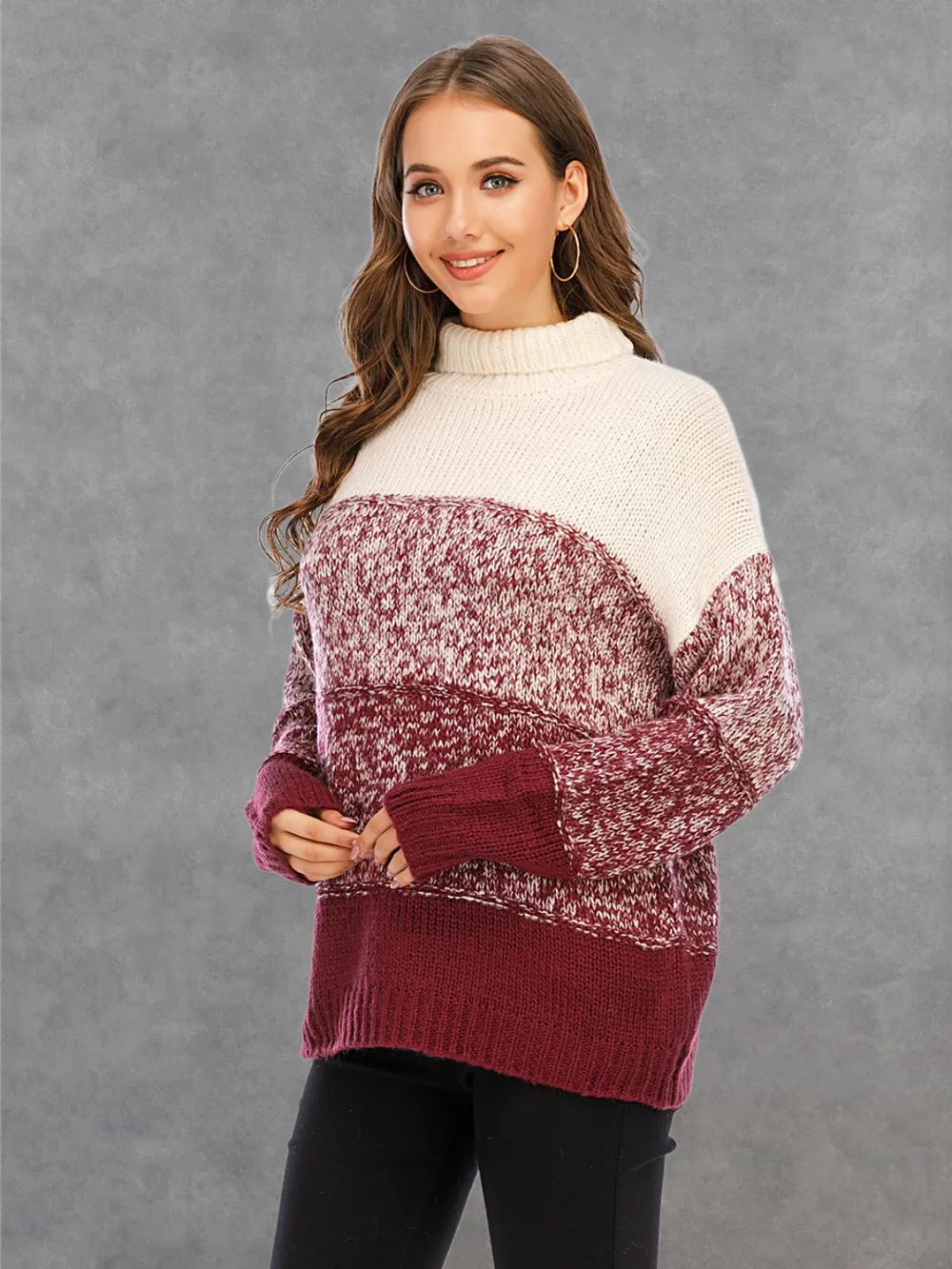 Color Block Turtleneck Sweater, image 8