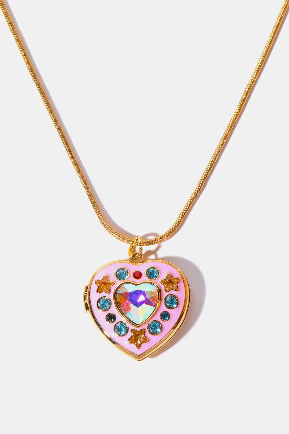 Rhinestone Decor Heart Box Pendant Necklace, image 3