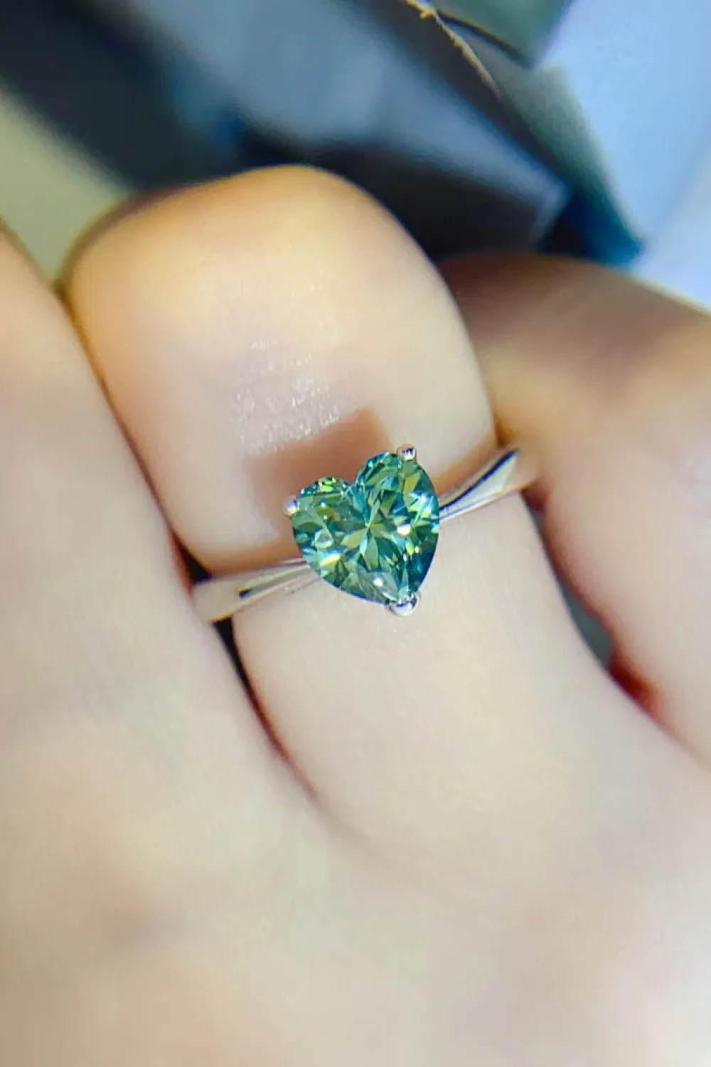 1 Carat Moissanite Heart 925 Sterling Silver Ring, image 7