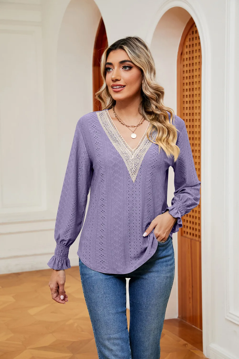 Contrast Flounce Sleeve Blouse, image 20