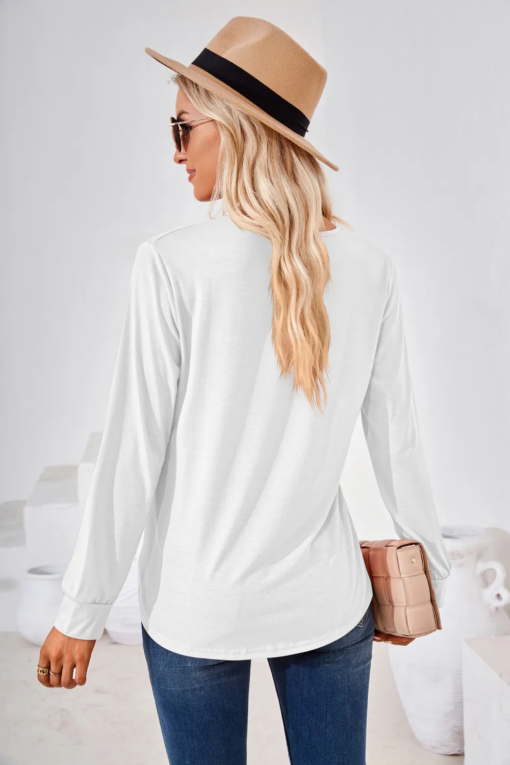 Square Neck Ruched Long Sleeve Blouse, image 7