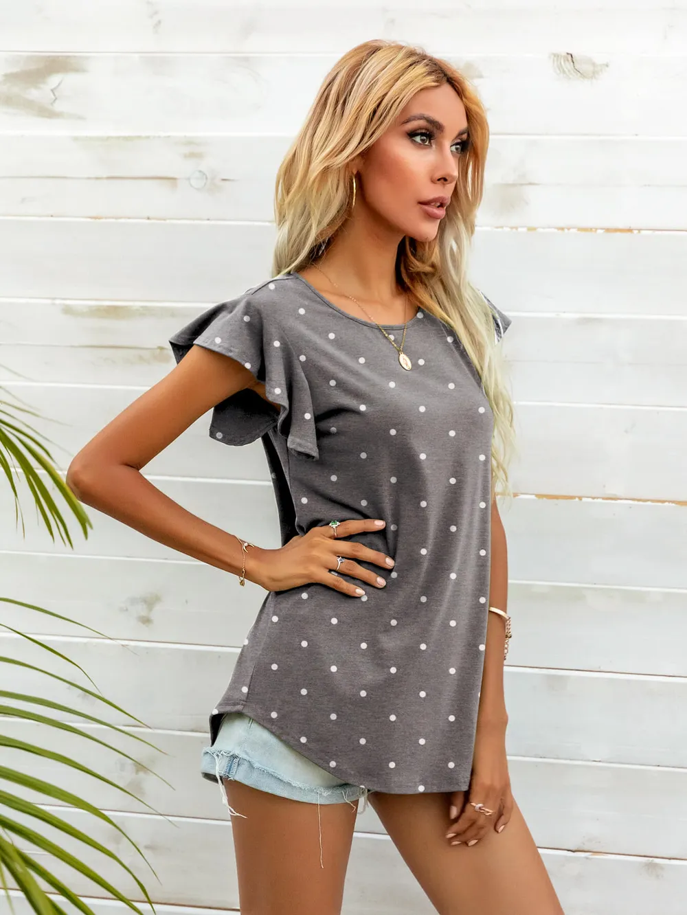 Round Neck Butterfly Sleeve Top, image 28