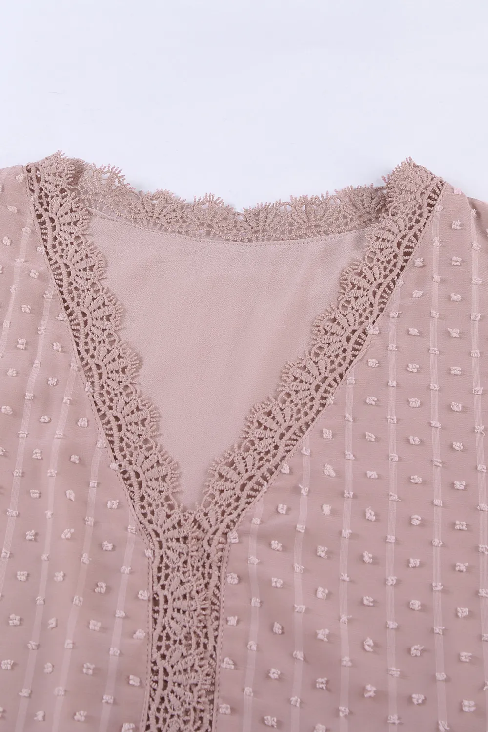 Swiss Dot Lace Trim Plunge Blouse, image 19