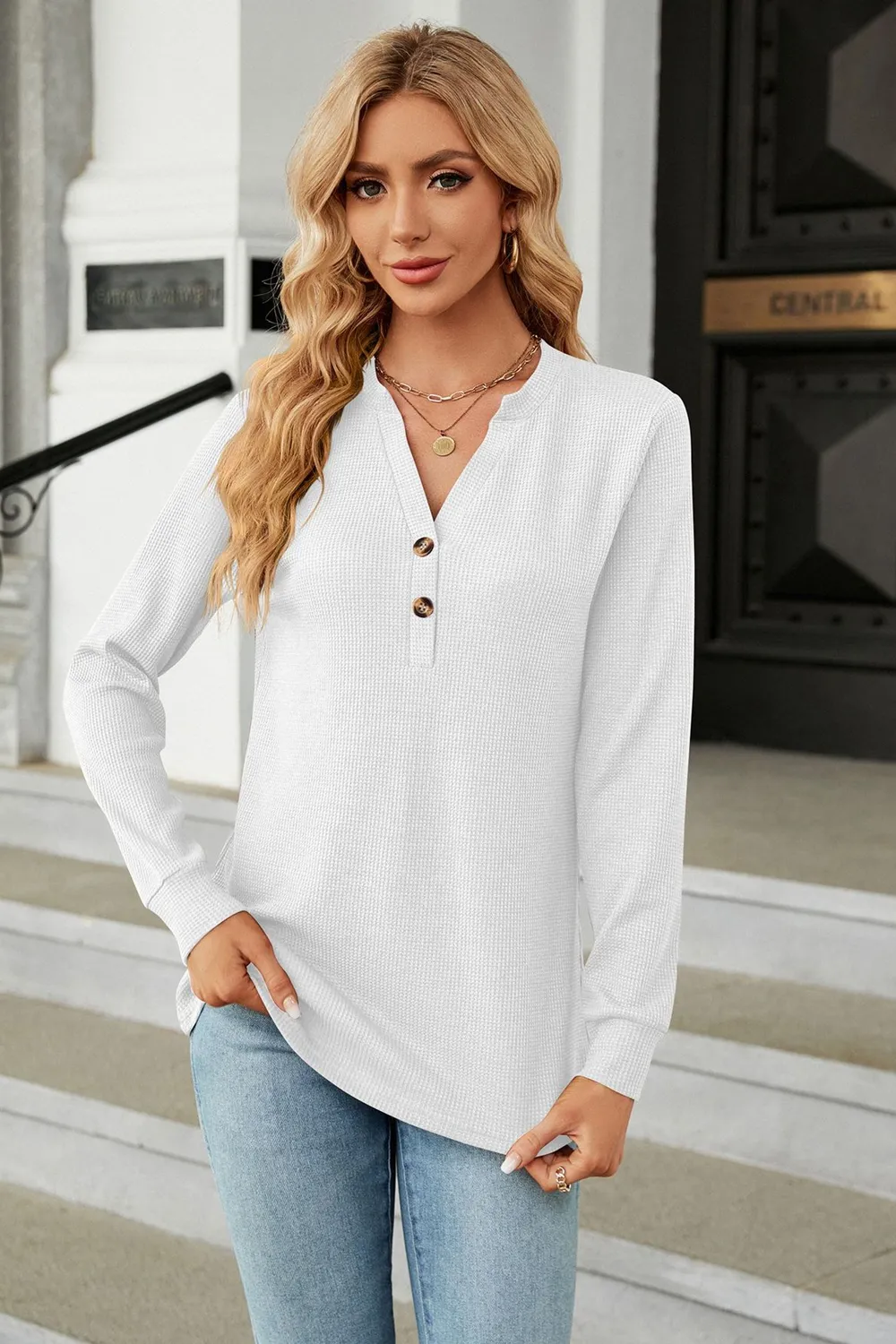 V-Neck Long Sleeve Blouse, image 17