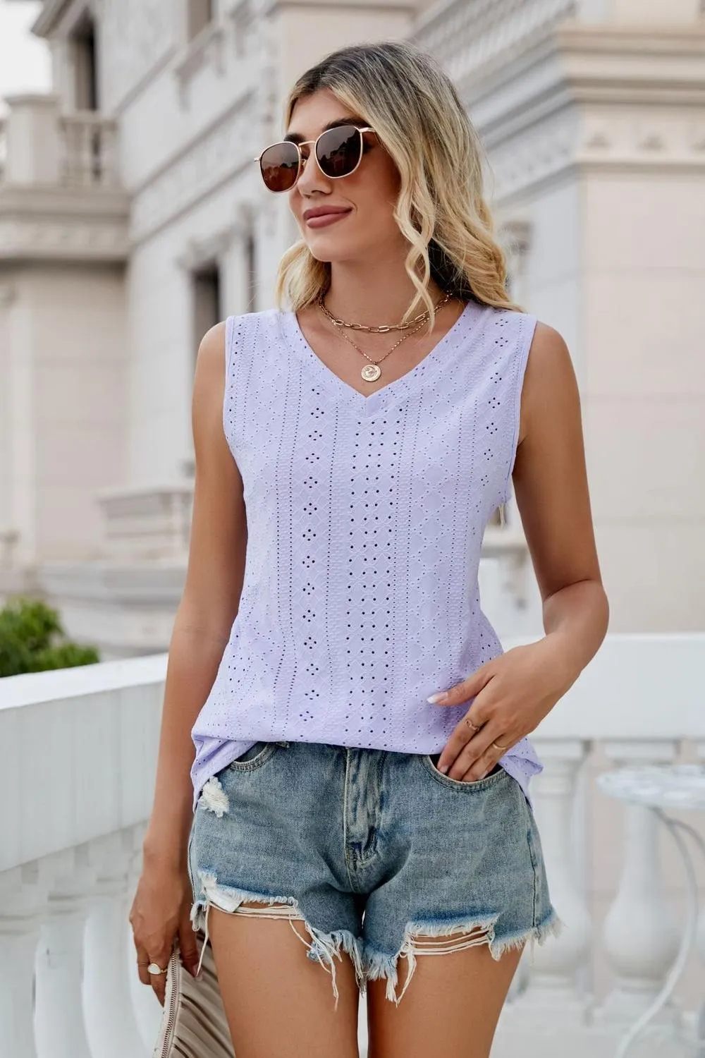 Eyelet V-Neck Tank, image 24