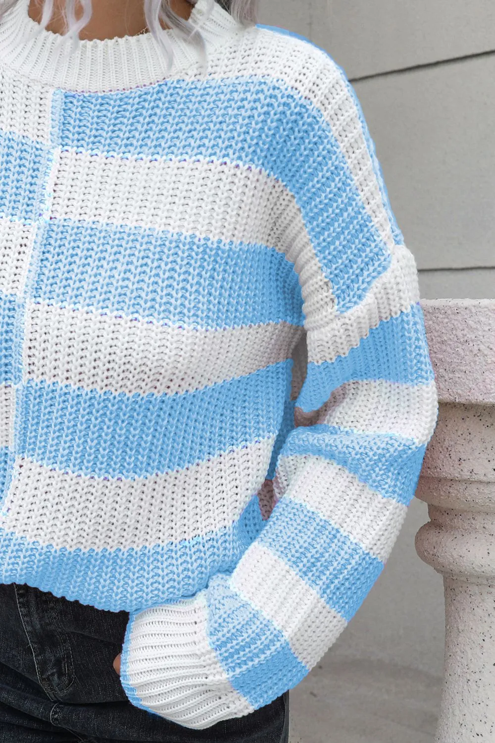 Color Block Dropped Shoulder Sweater, image 7