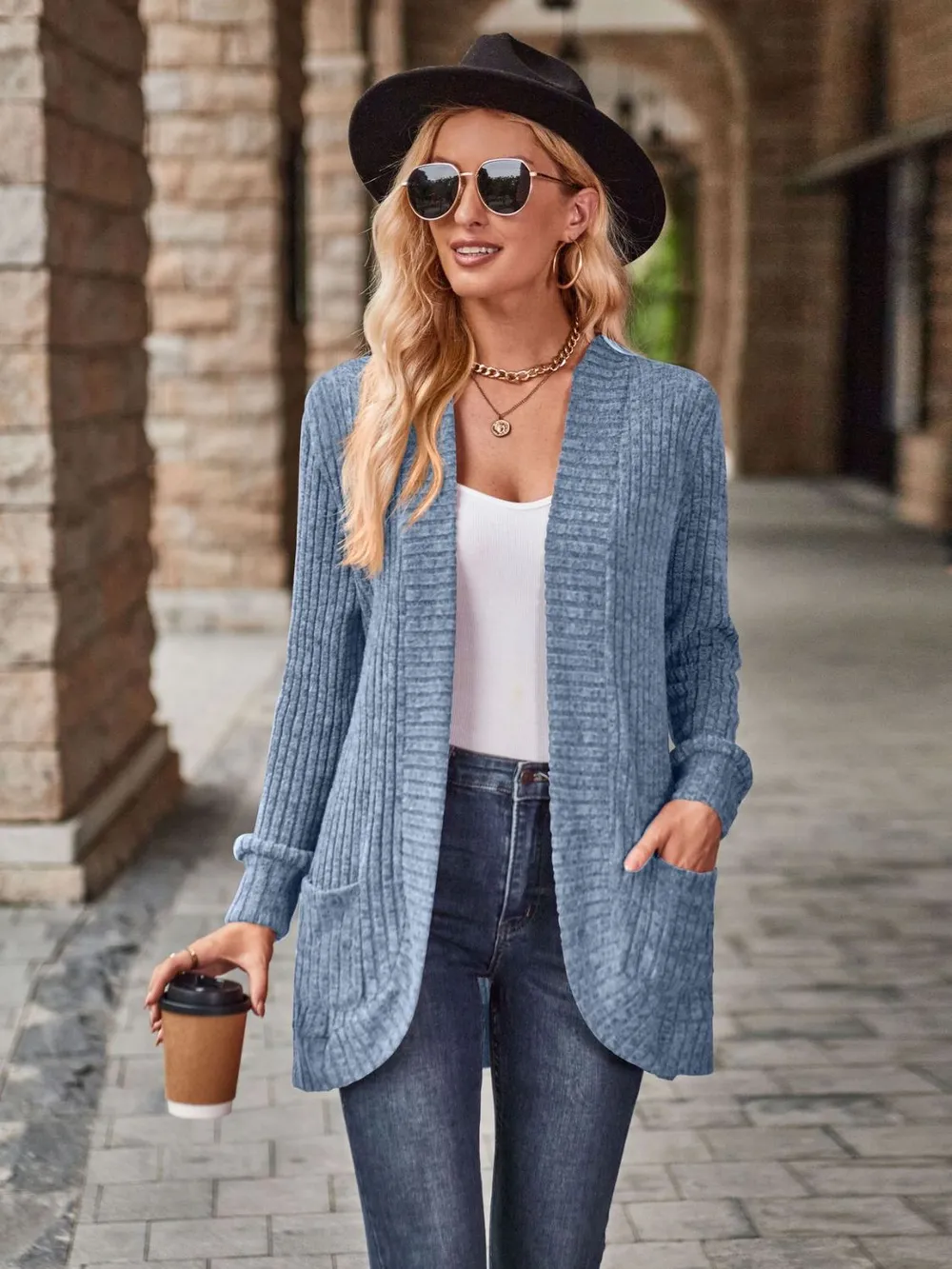 Open Front Cardigan with Pockets, image 15