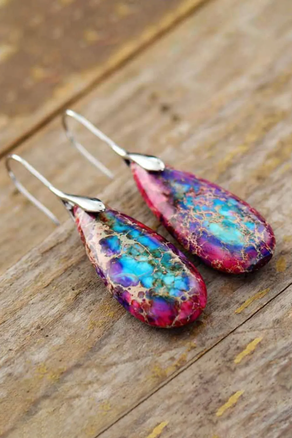 Handmade Teardrop Shape Natural Stone Dangle Earrings, image 10