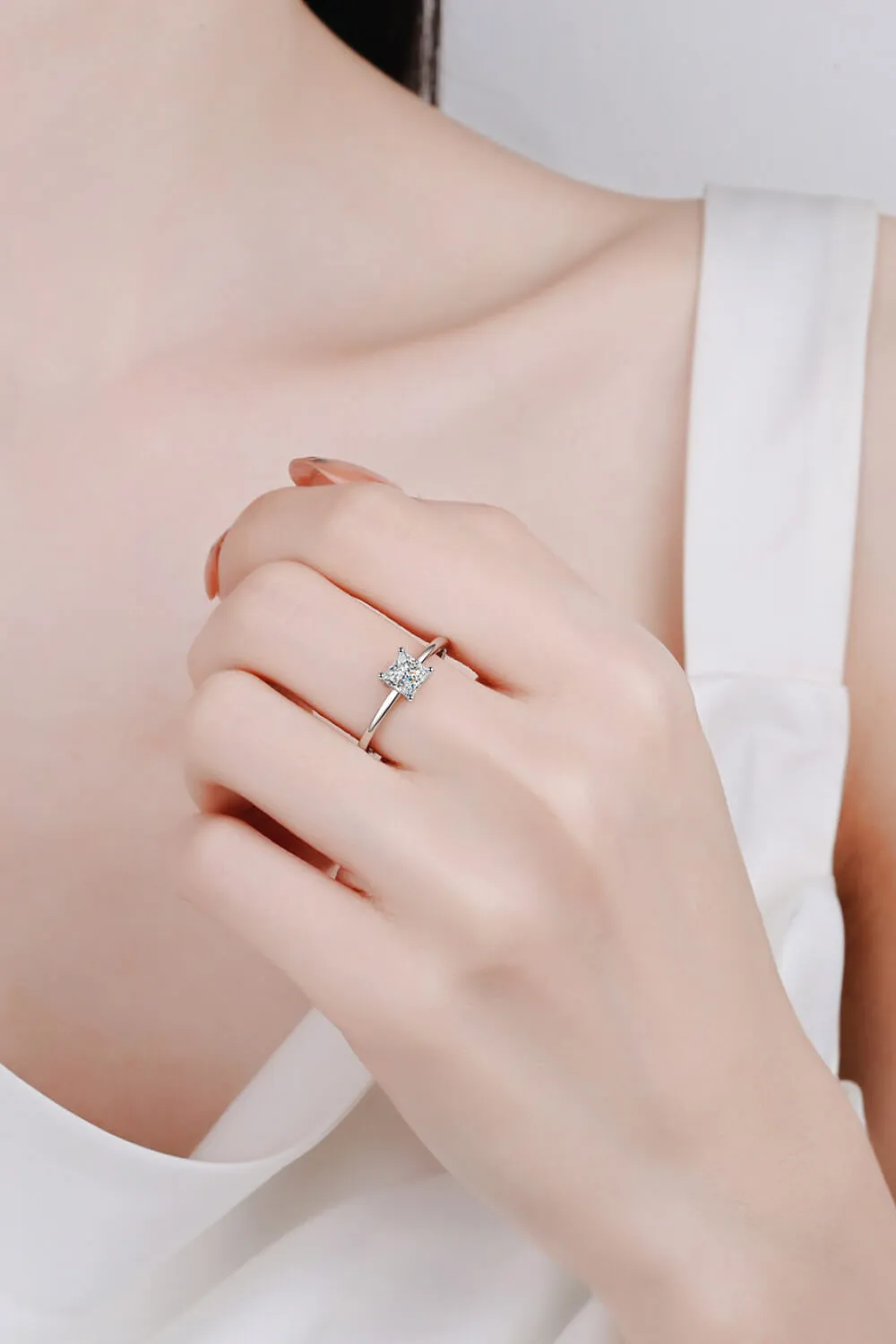 925 Sterling Silver Moissanite Solitaire Ring, image 2