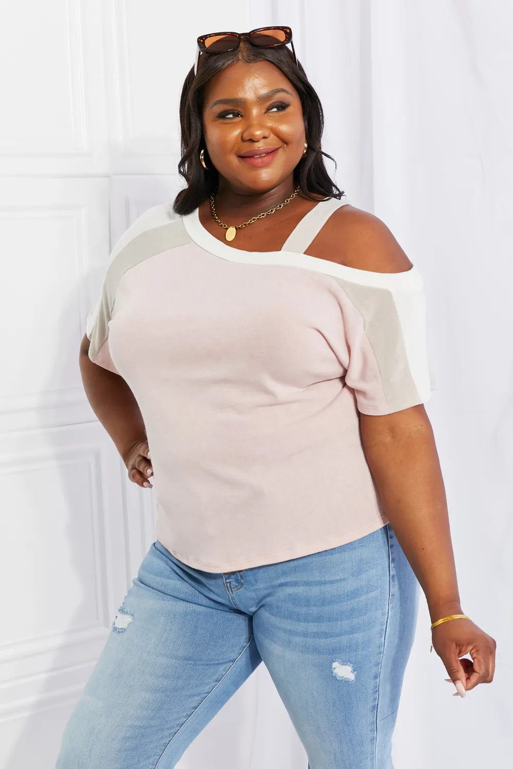 Full Size Something Simple Cold Shoulder Tee, image 8