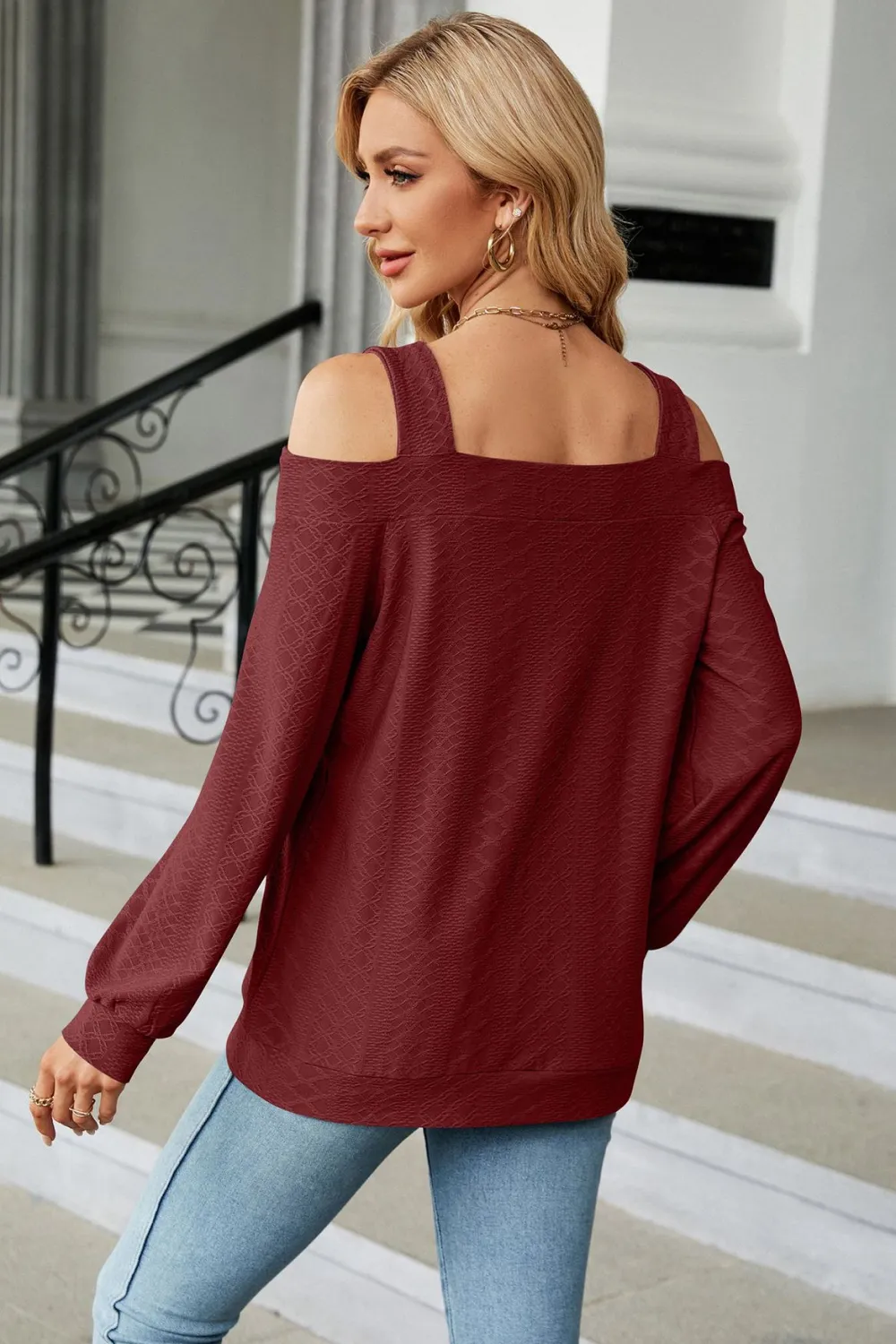 Cold Shoulder Square Neck Cutout Blouse, image 19