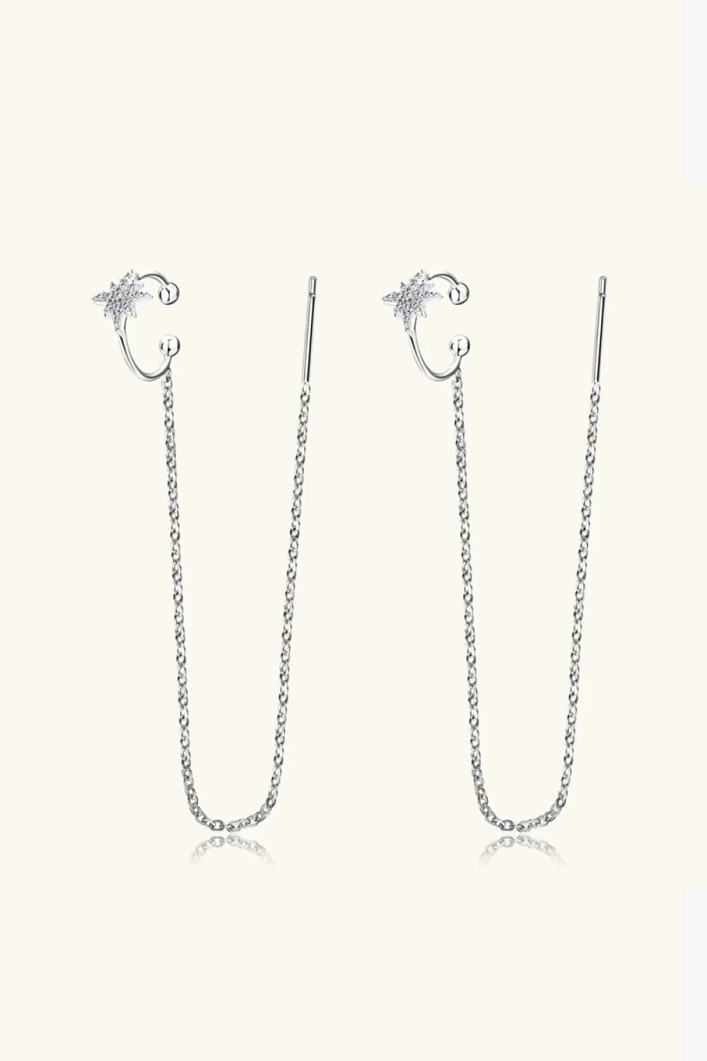 Moissanite 925 Sterling Silver Threader Earrings, image 4