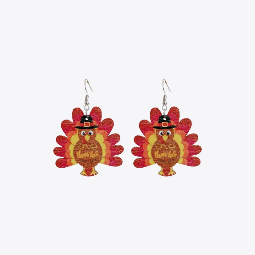 Thanksgiving Turkey Drop Earrings, image 2