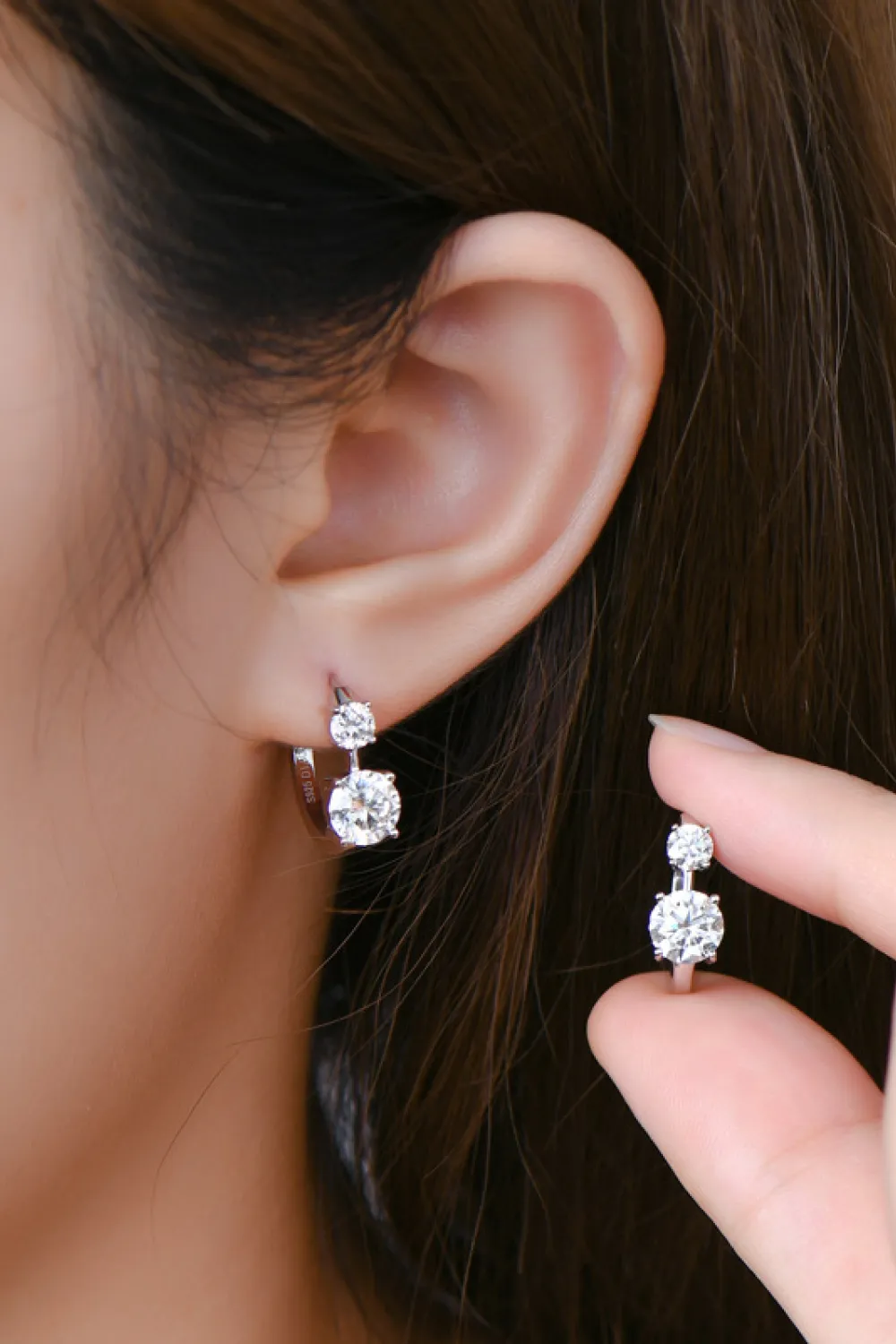 1.3 Carat Moissanite 925 Sterling Silver Earrings, image 3
