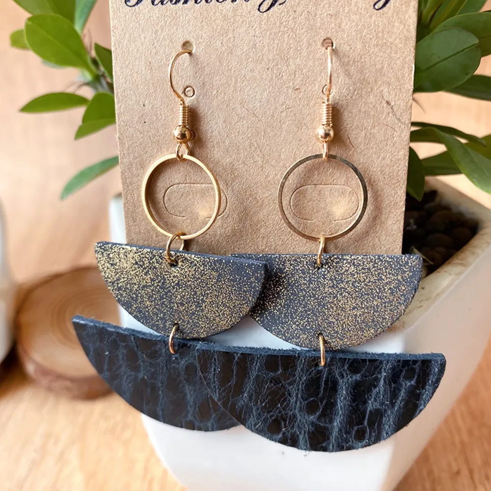 PU Semicircle Drop Earrings, image 5