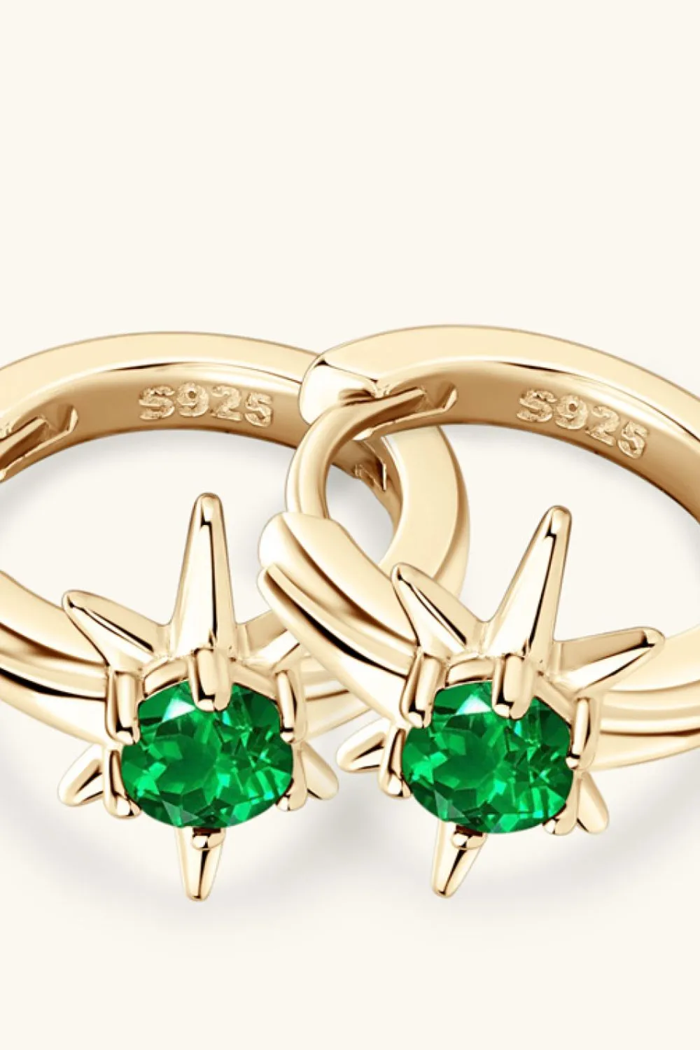 Lab-Grown Emerald Huggie Earrings, image 4