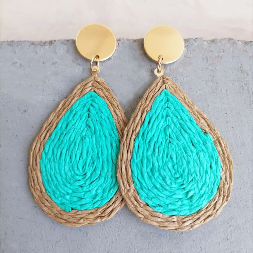 Raffia Grass Teardrop Earrings, image 4