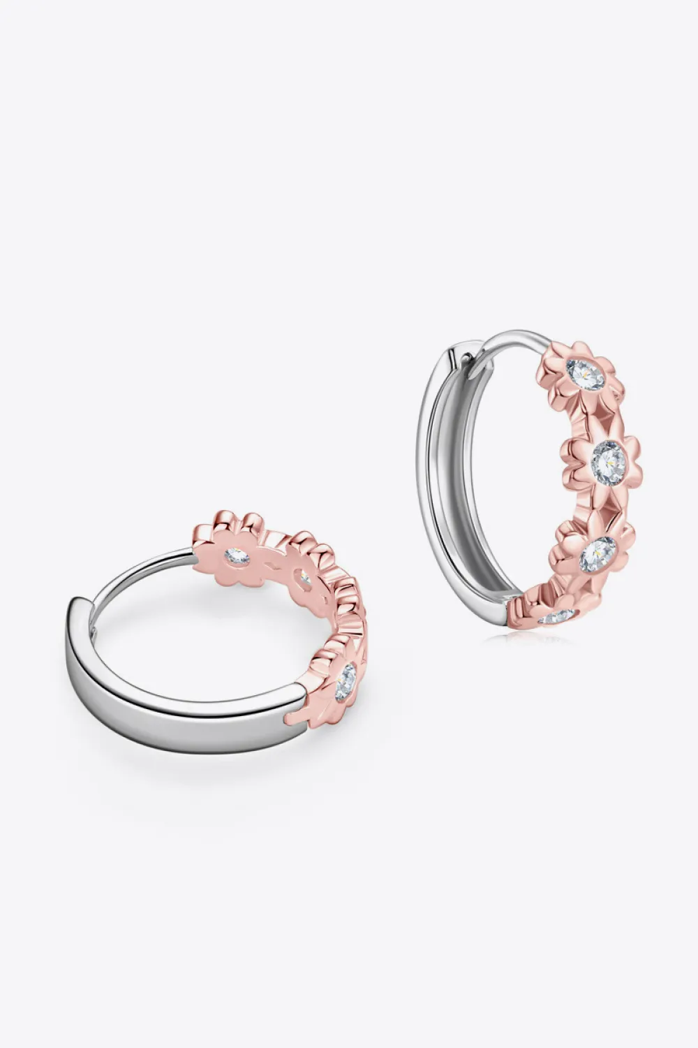 Moissanite 925 Sterling Silver Huggie Earrings, image 2