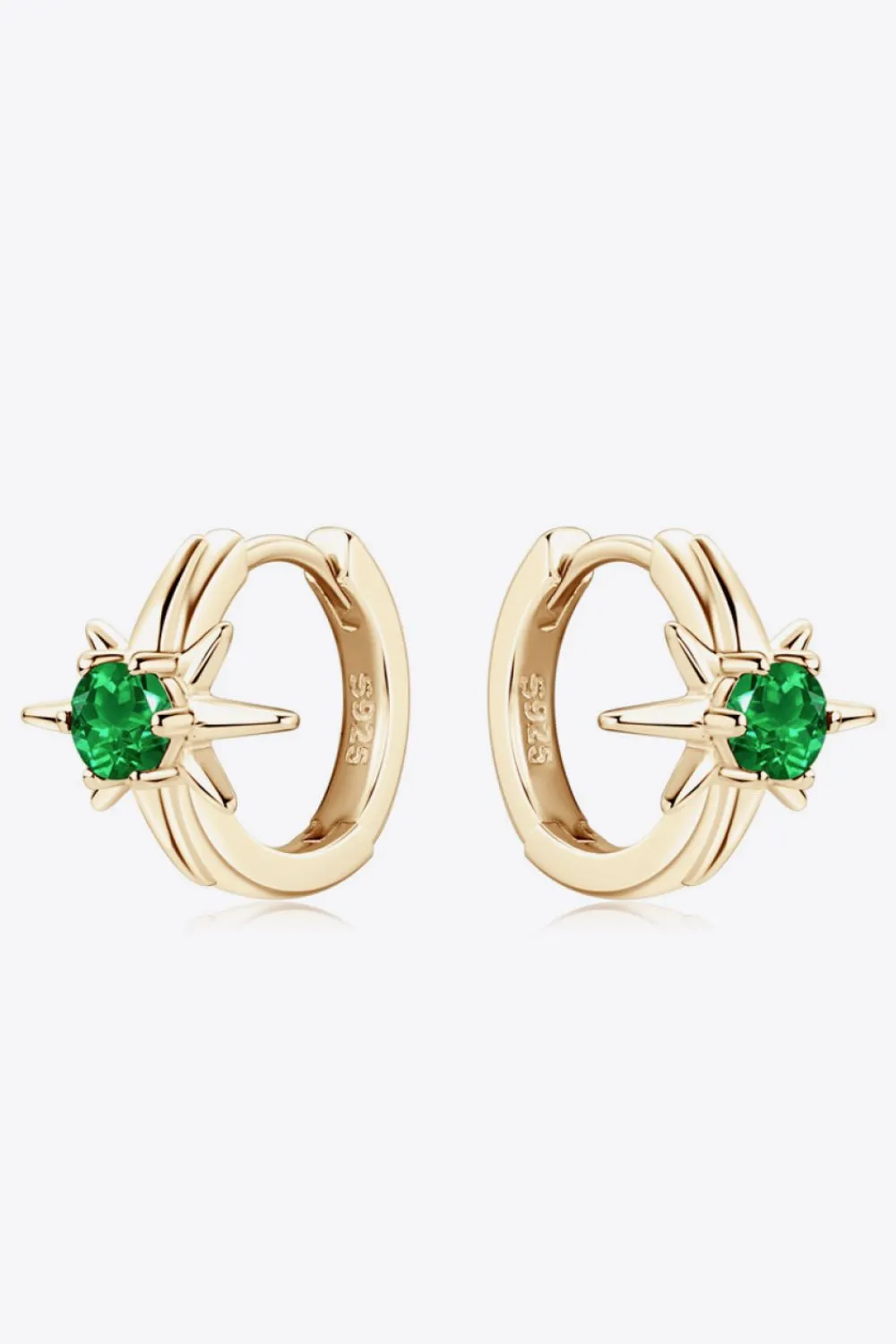 Lab-Grown Emerald Huggie Earrings, image 2