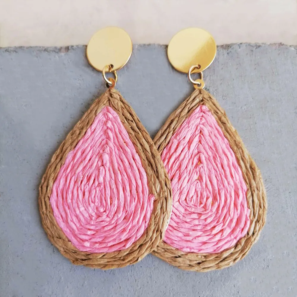 Raffia Grass Teardrop Earrings, image 3