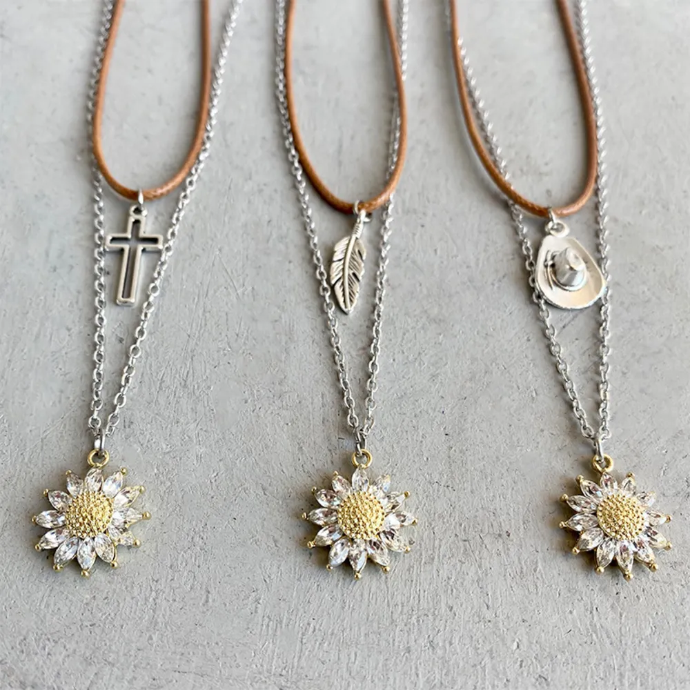 Sunflower Pendant Necklace Set, image 3