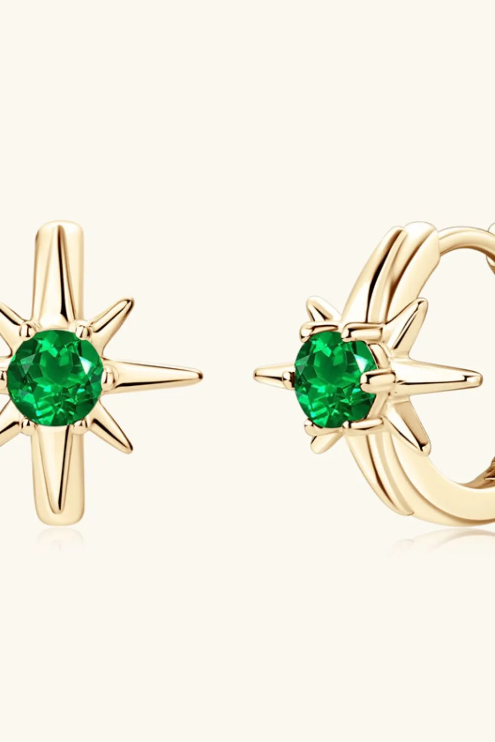 Lab-Grown Emerald Huggie Earrings, image 3
