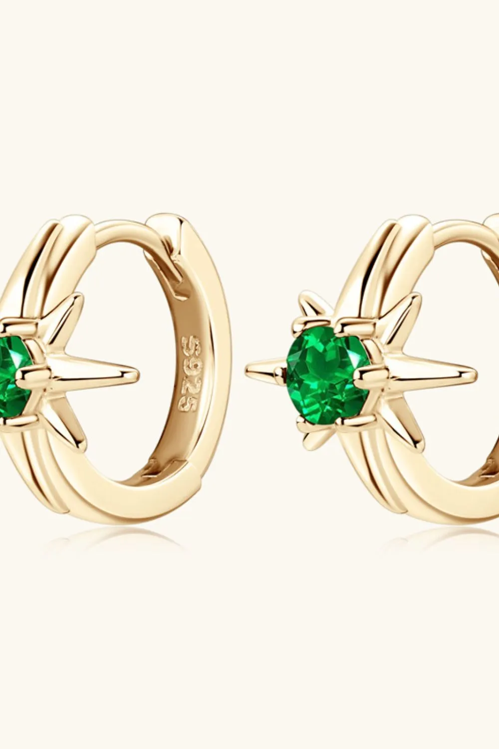 Lab-Grown Emerald Huggie Earrings, image 5