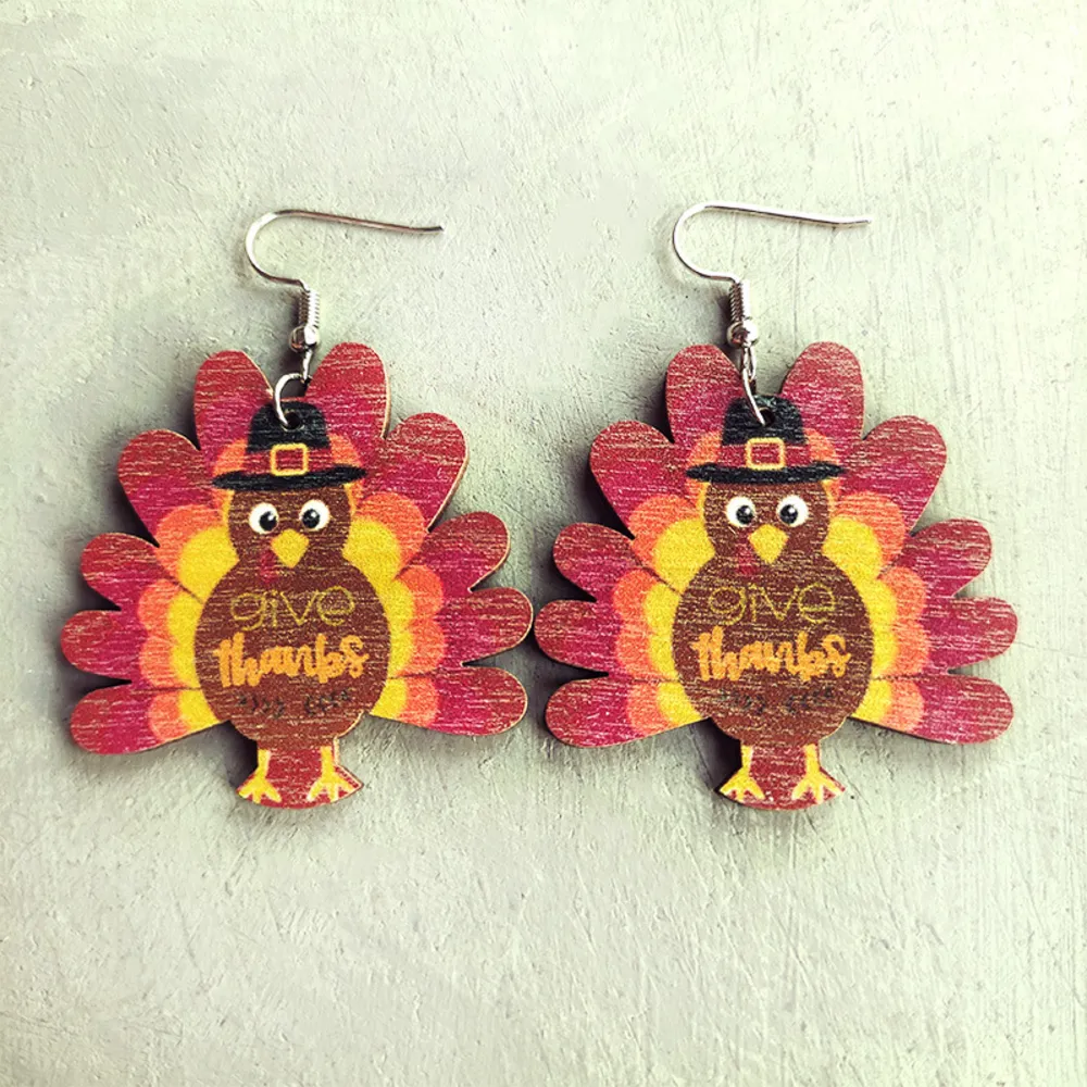 Thanksgiving Turkey Drop Earrings, image 3