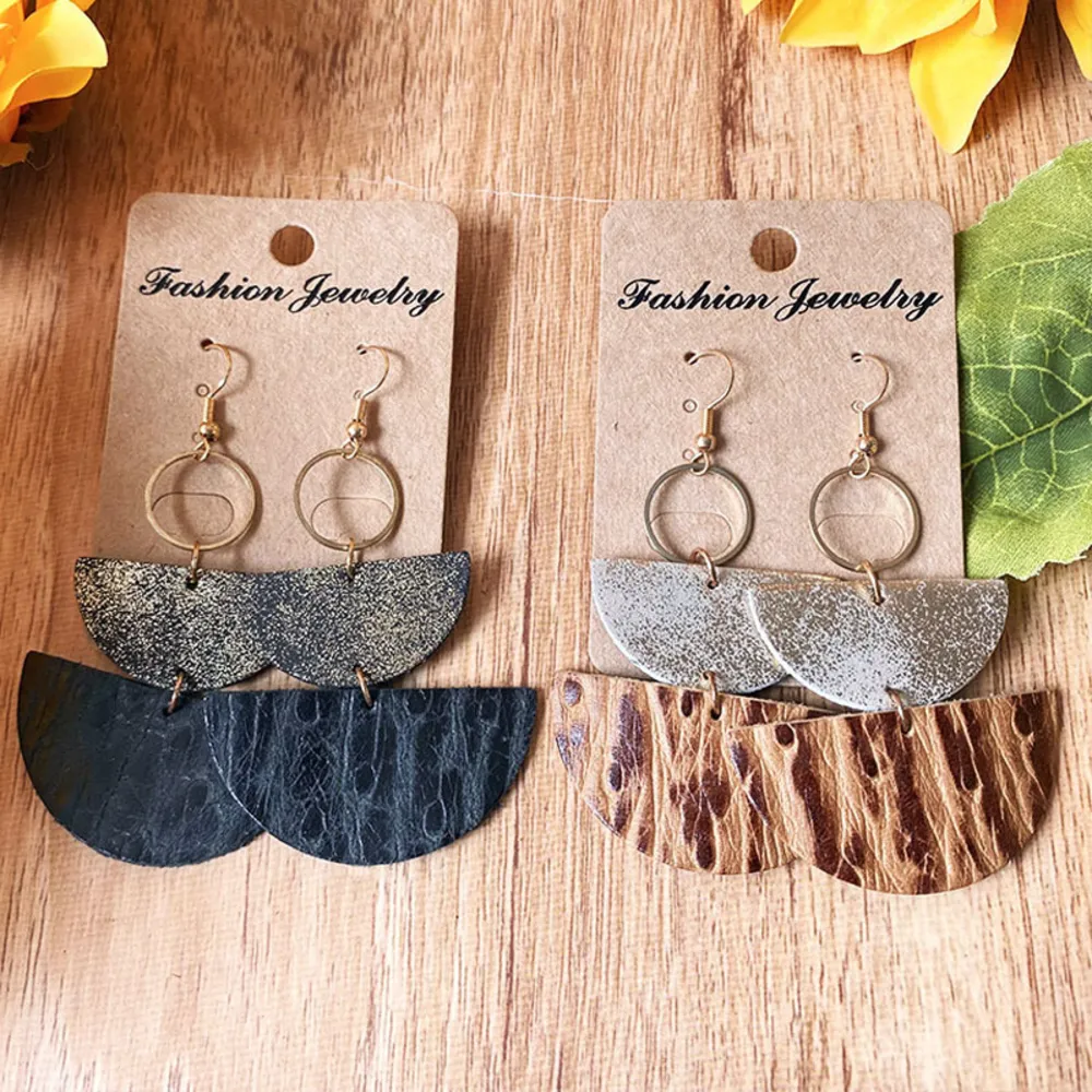 PU Semicircle Drop Earrings, image 2