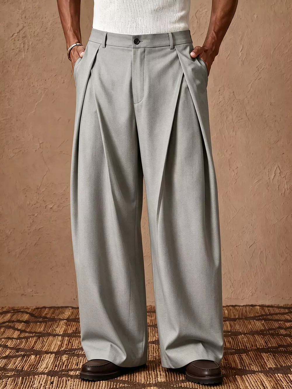 Men's High-Waisted Wide-Leg Pleated Dress Pants, image 5
