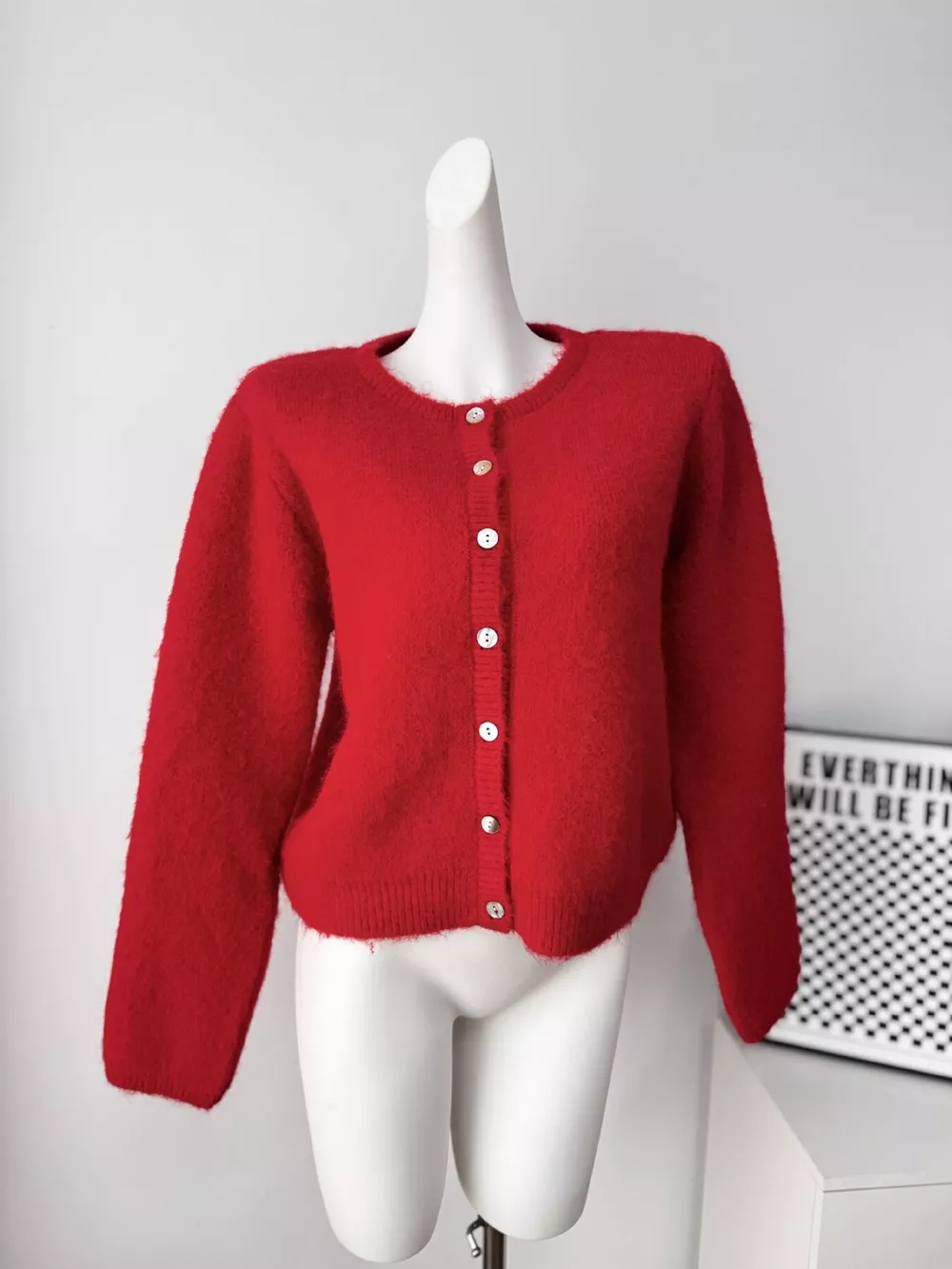 Fuzzy Knit Button-Down Cardigan, image 15