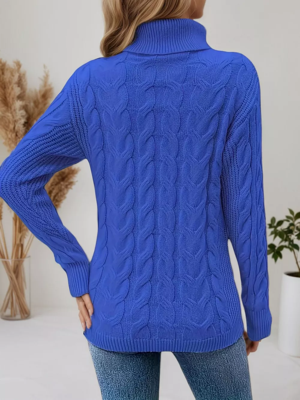 Cable Knit Turtleneck Long Sleeve Sweater, image 23