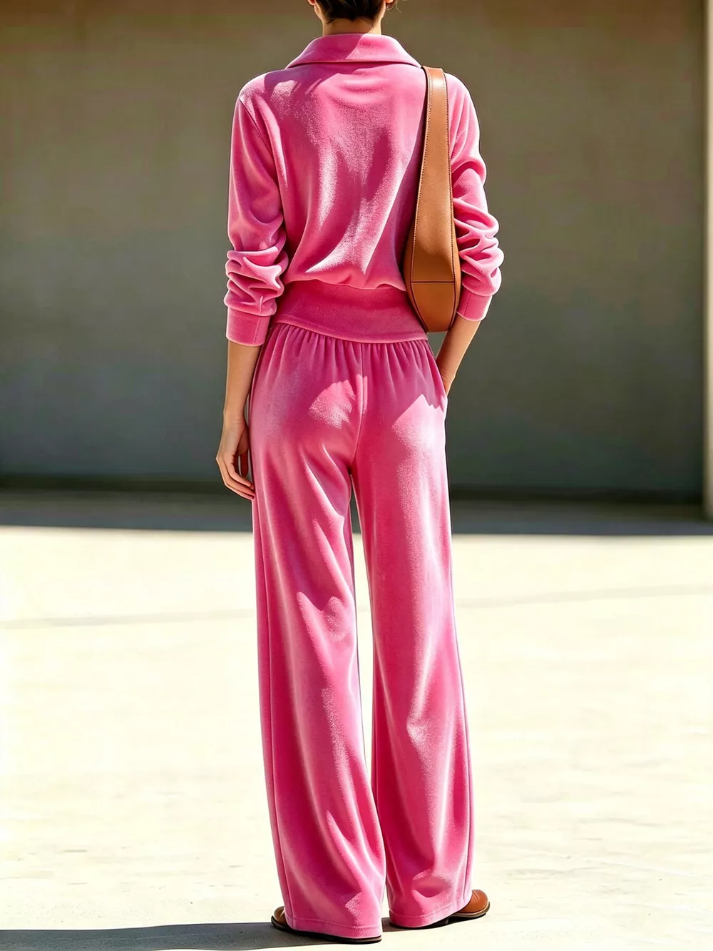 Full Size Quarter-Zip Top and Wide-Leg Pants Set Plus Size, image 6