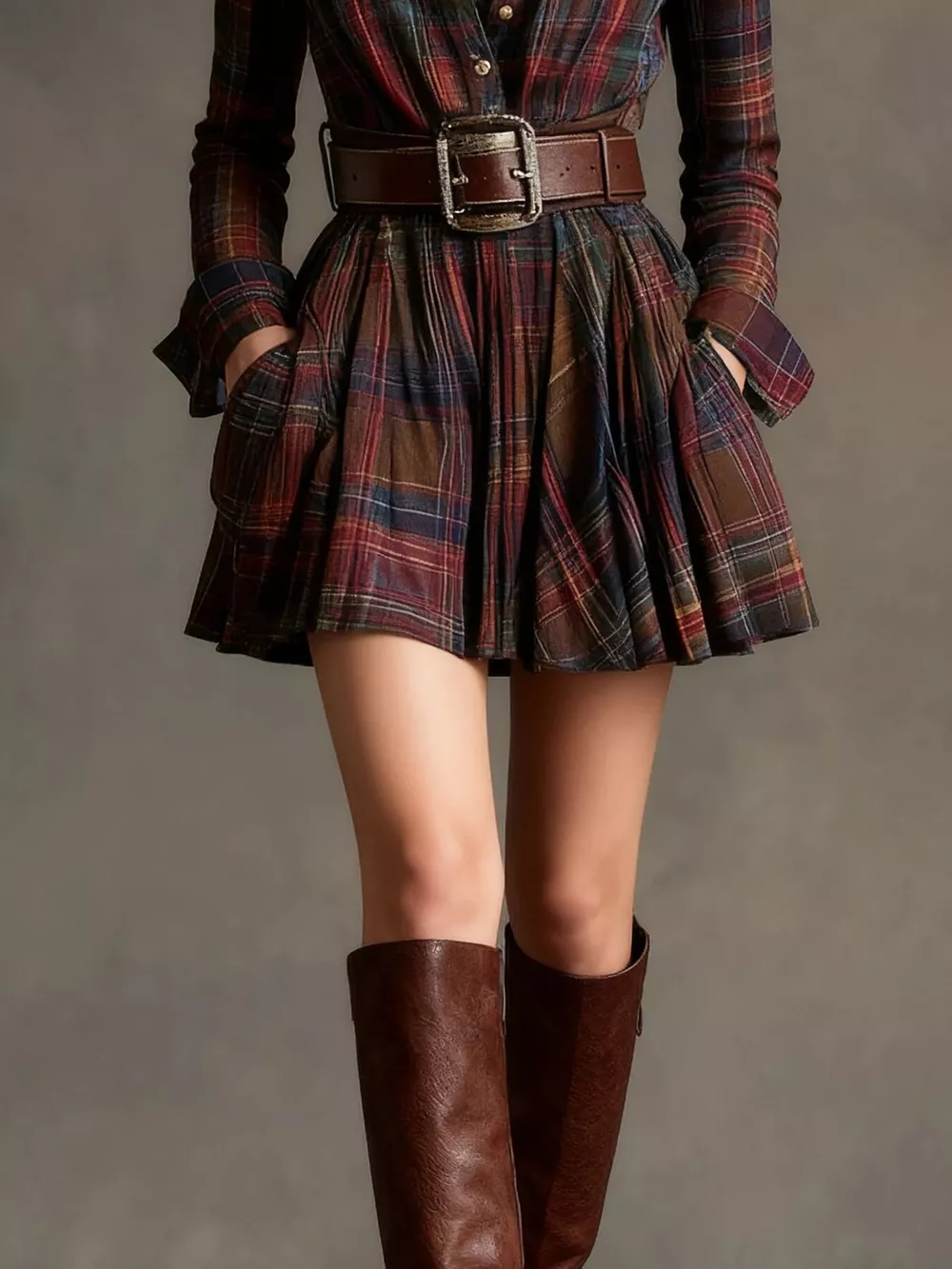 Full Size Plaid Long Sleeve Shirt Dress Plus Size, image 2