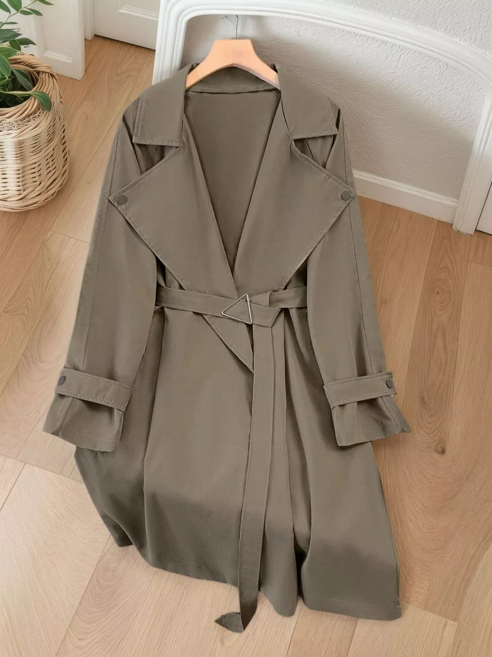Lapel Collar Longline Trench Coat, image 10