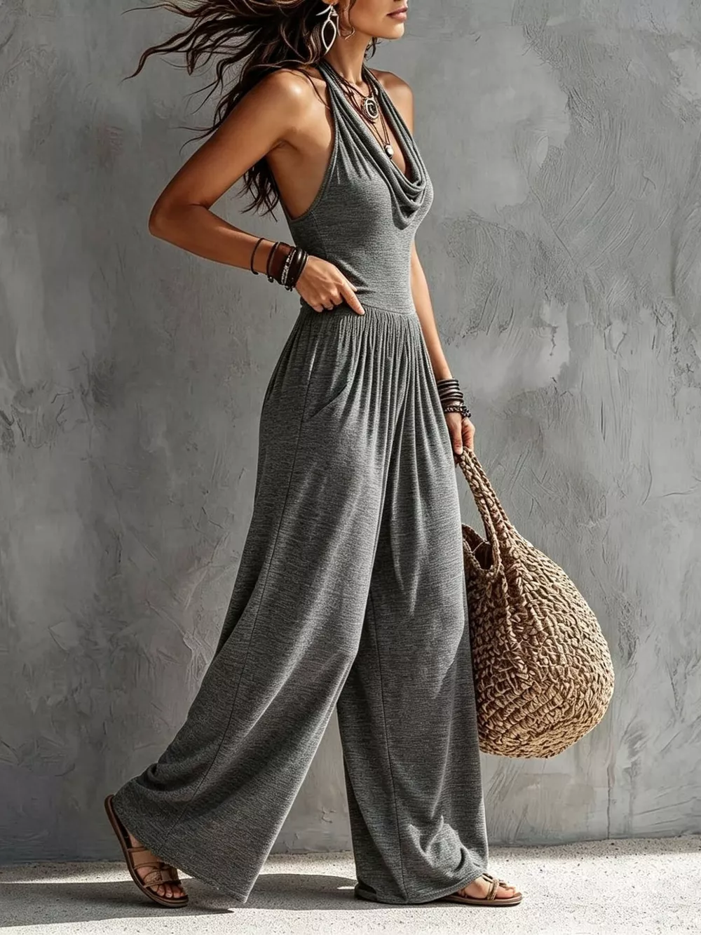 Halter Neck Wide-Leg Jumpsuit, image 2