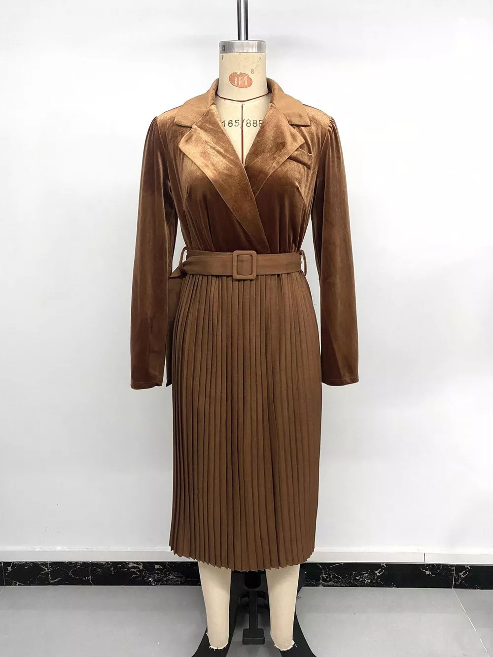 Velvet Pleated Midi Blazer Dress, image 15