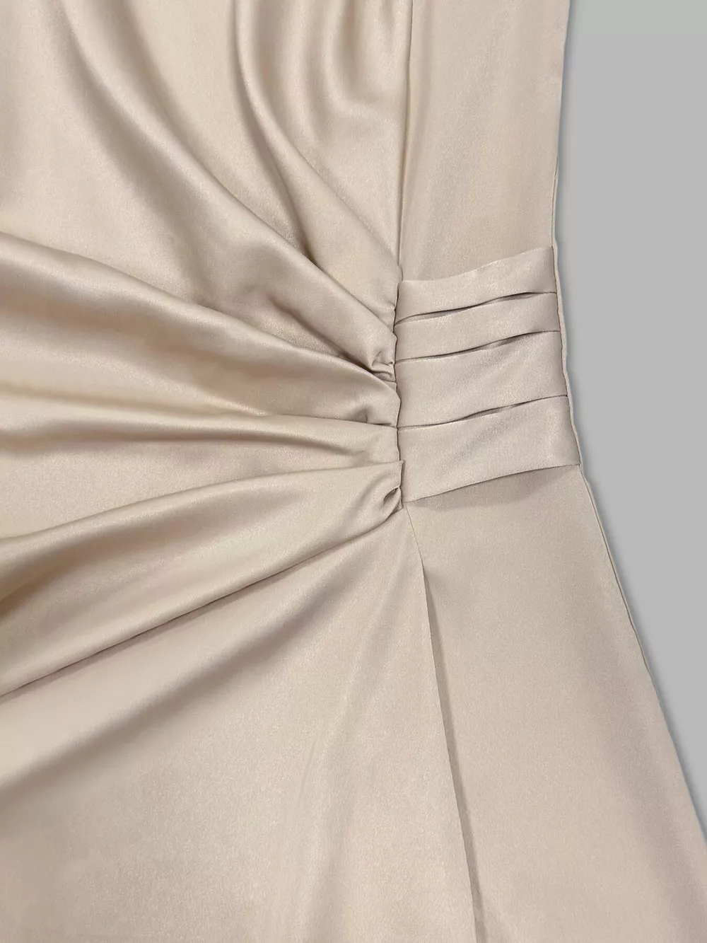 Long Sleeve Satin Ruched Midi Dress, image 7