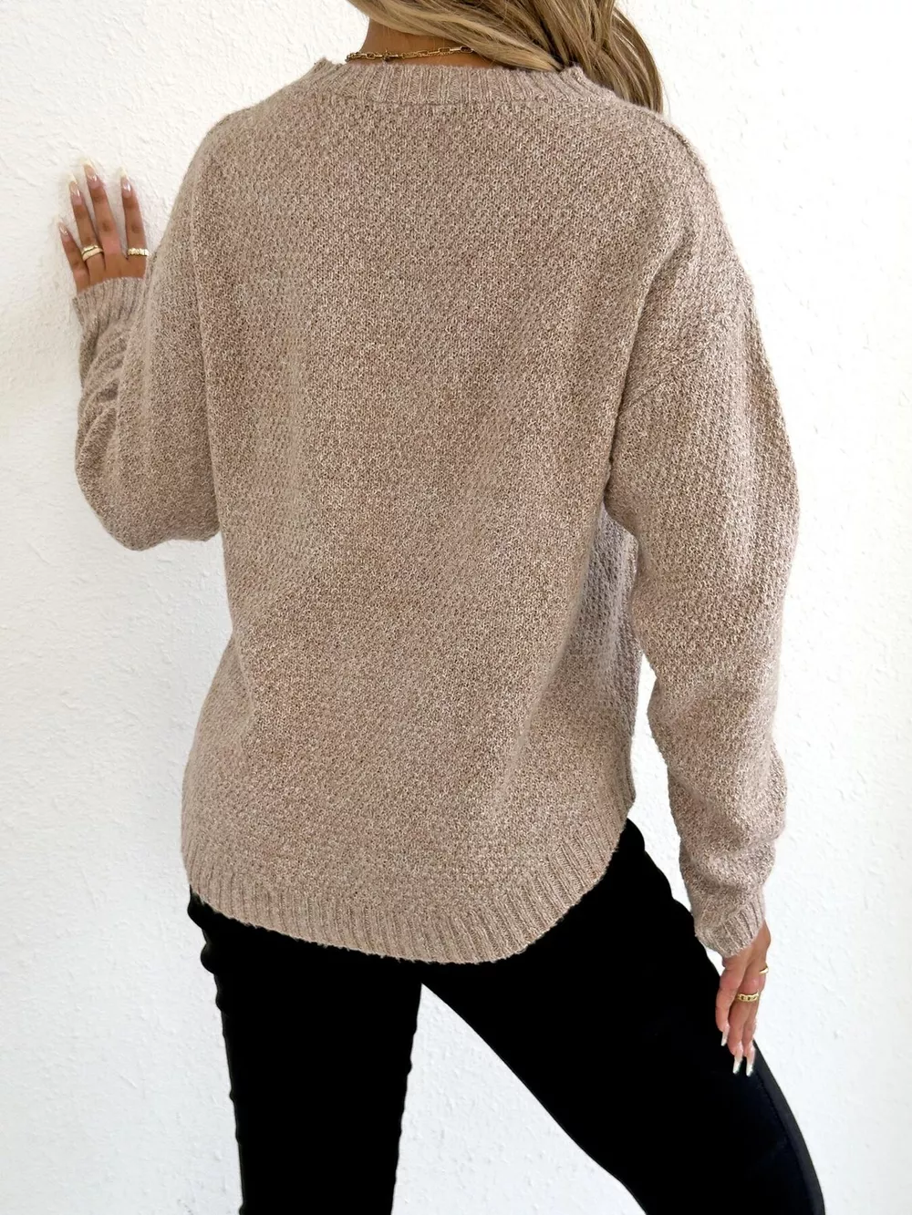 Lace Bow Embroidered Round Neck Sweater, image 4