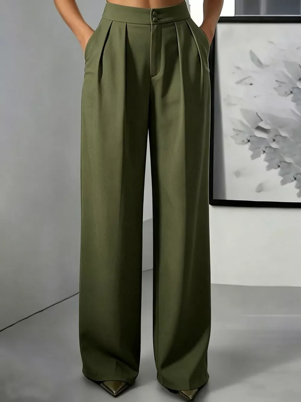 High-Waisted Pleated Wide-Leg Pants, image 21