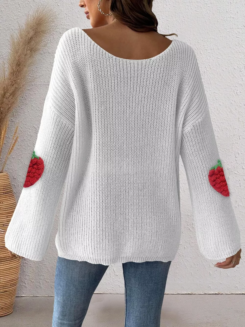 Strawberry Applique Oversized Sweater, image 5