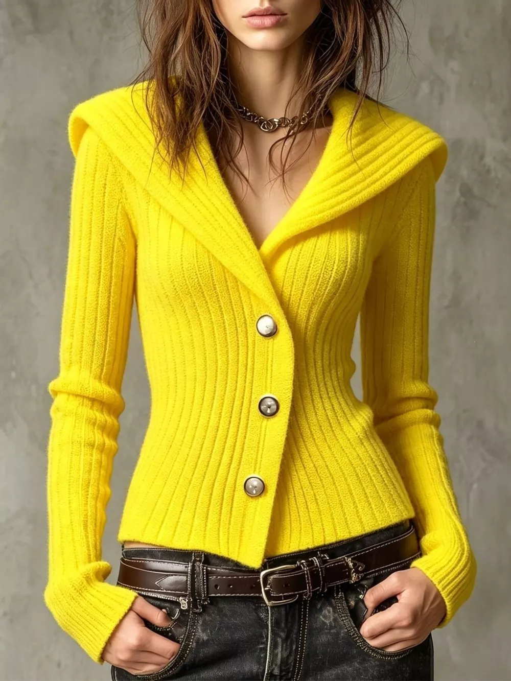 Full Size Ribbed Knit Button-Down Front Cardigan Plus Size