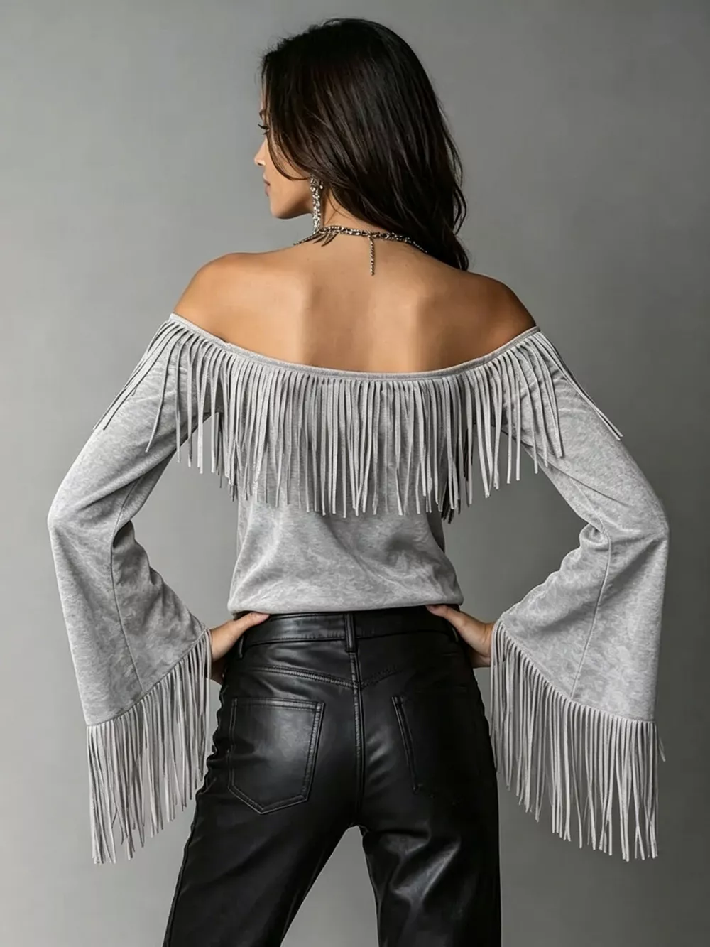 Full Size Fringed Off-Shoulder T-Shirt Plus Size, image 10