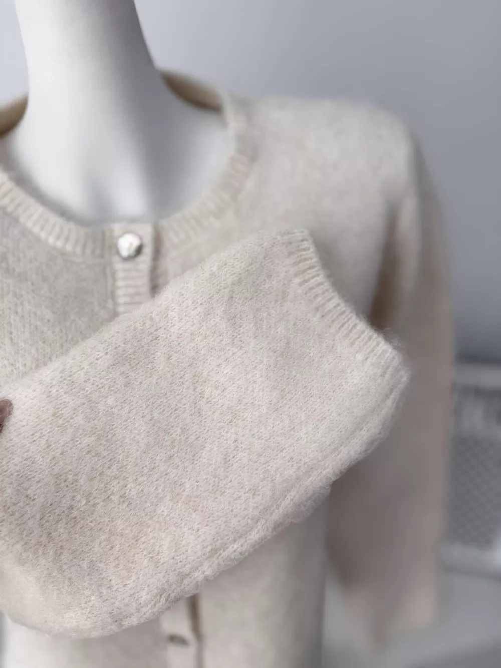 Fuzzy Knit Button-Down Cardigan, image 12