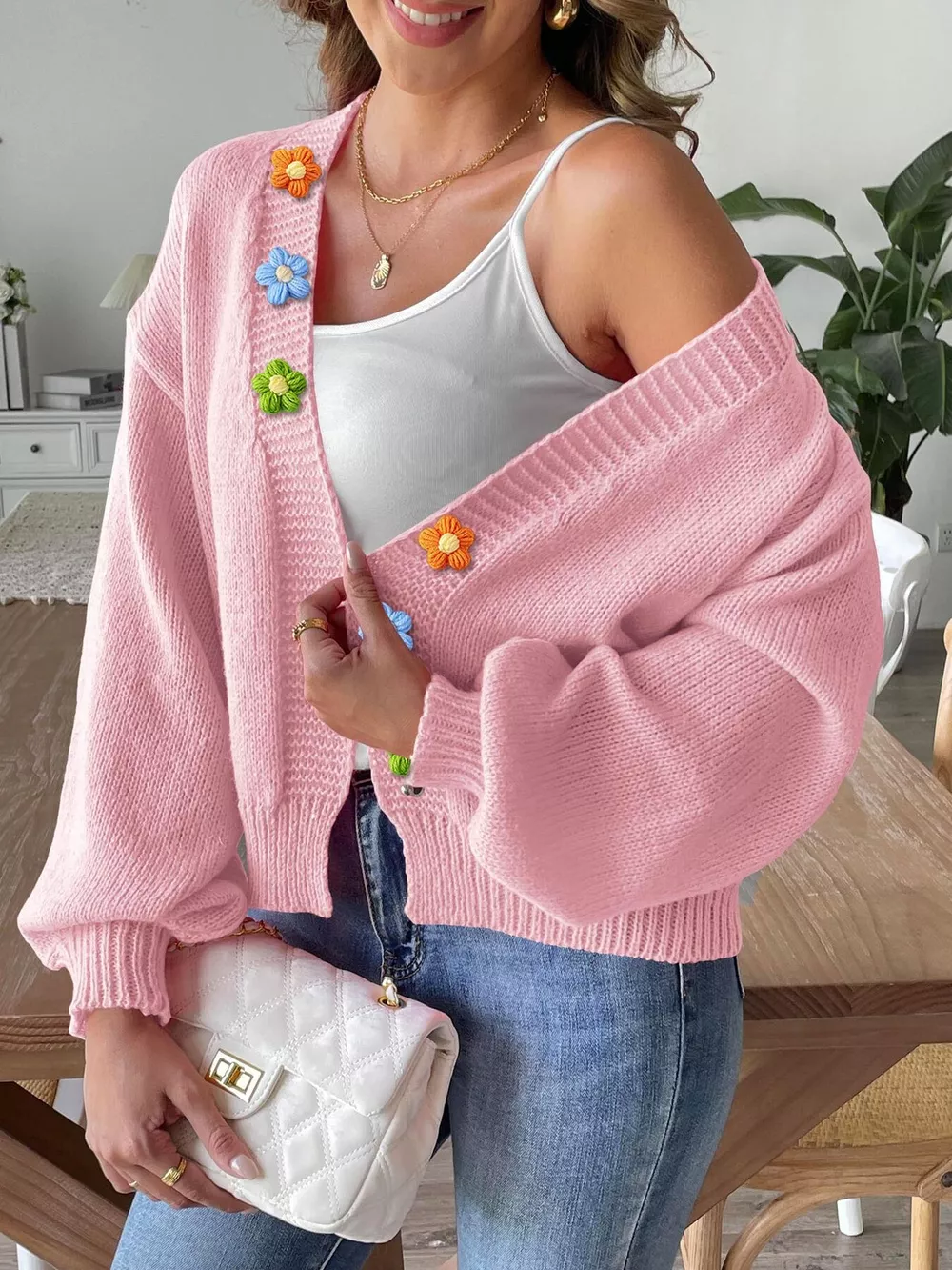 Flower Open Front Cardigan, image 10