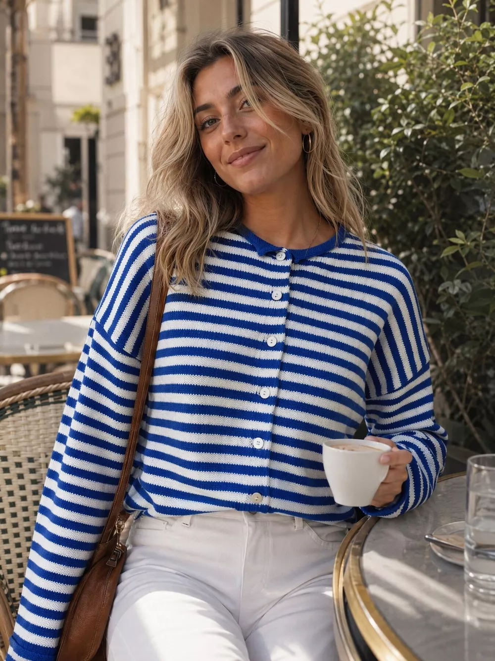 Striped Button-Down Knit Cardigan, image 12